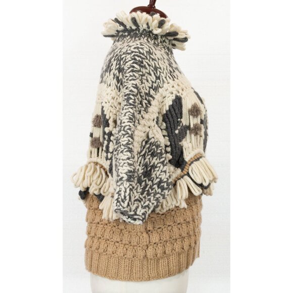 $12,000 BRUNELLO CUCINELLI HANDMADE MACRAME INTARSIA OPRA CASHMERE SWEATER S - Picture 9 of 11